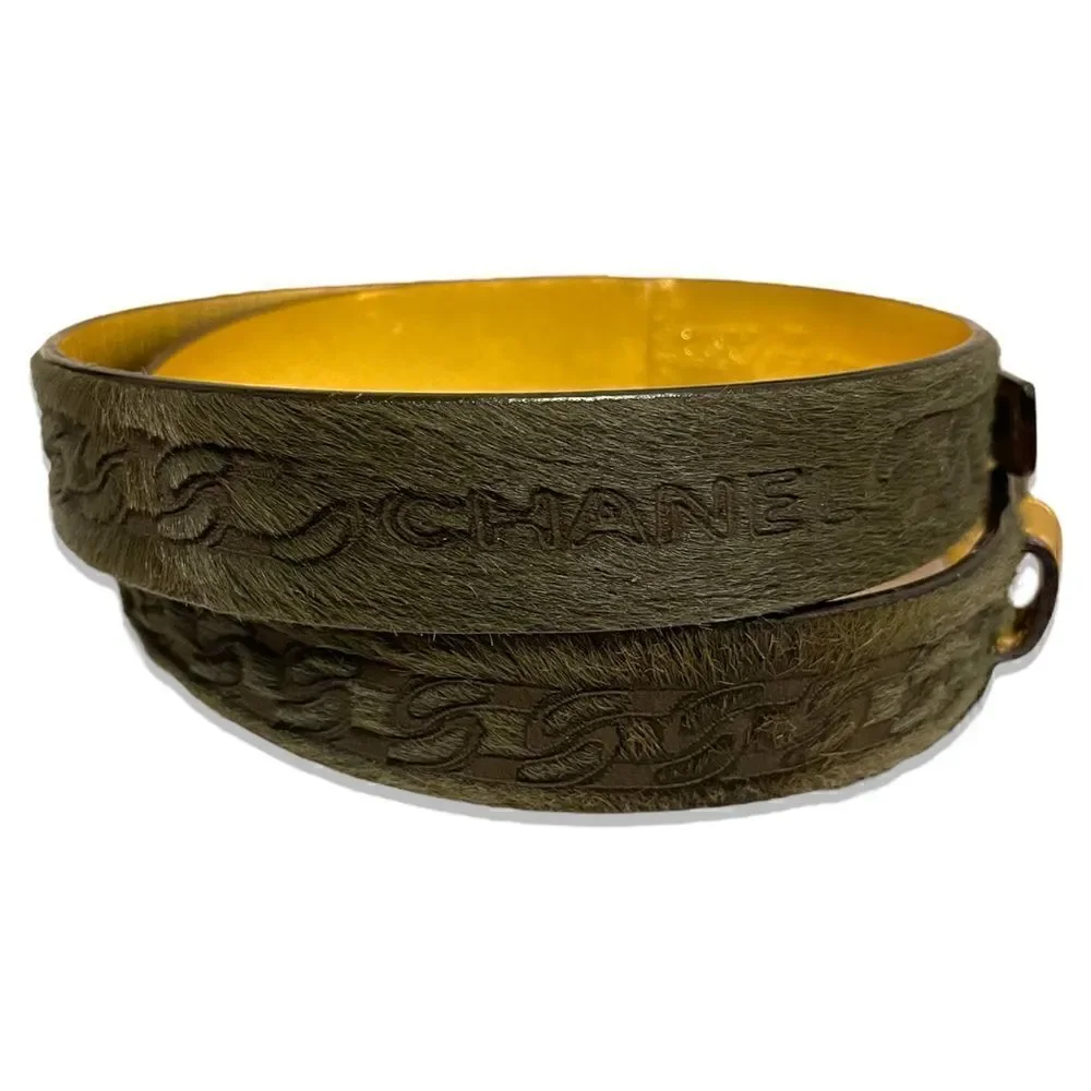 Chanel Buckle Belt Calf Hair and Leather |Size: 70|